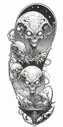 Aliens descending tattoo design idea
