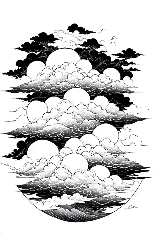 Traditional Japanese Kumo clouds tattoo design idea