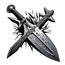 Scottish Claymore sword with the words every man dies but not every man really lives around it tattoo design idea