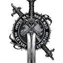 Scottish Claymore sword with the words every man dies but not every man really lives around it tattoo design idea