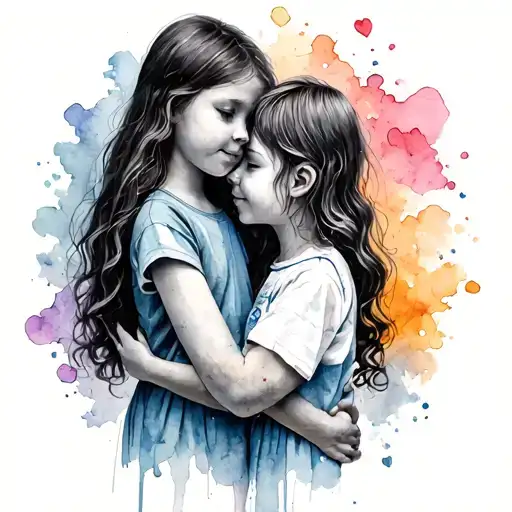 autism, grief, love, older girl, youngish boy, struggles, positivity and hope tattoo design idea