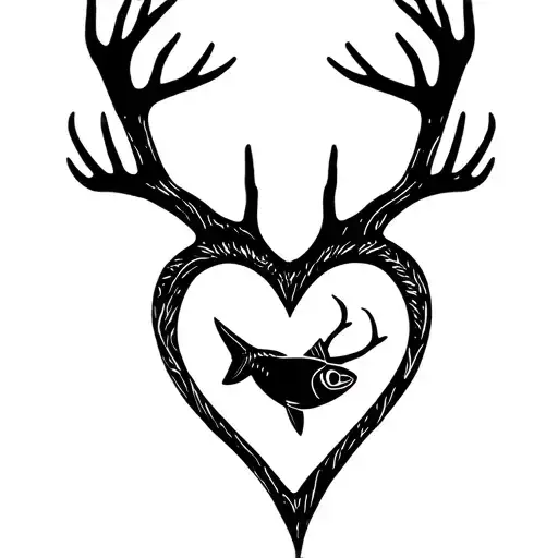 "Gone Bush Forever Free" "Gone Bush Forever Free" "Gone Bush Forever Free" "Gone Bush Forever Free" deer antlers making a heart with a fish jumping tattoo design idea