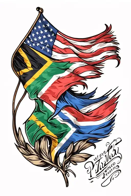 american and south african flag intertwined tattoo design idea