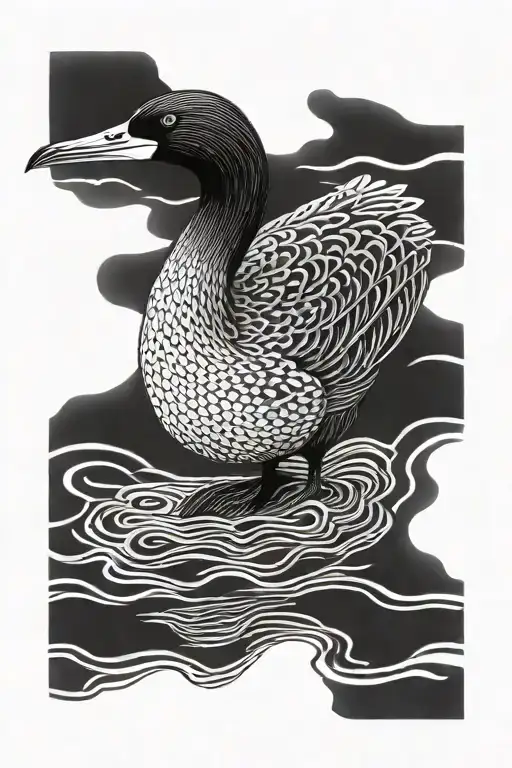 vertical loon tattoo design idea