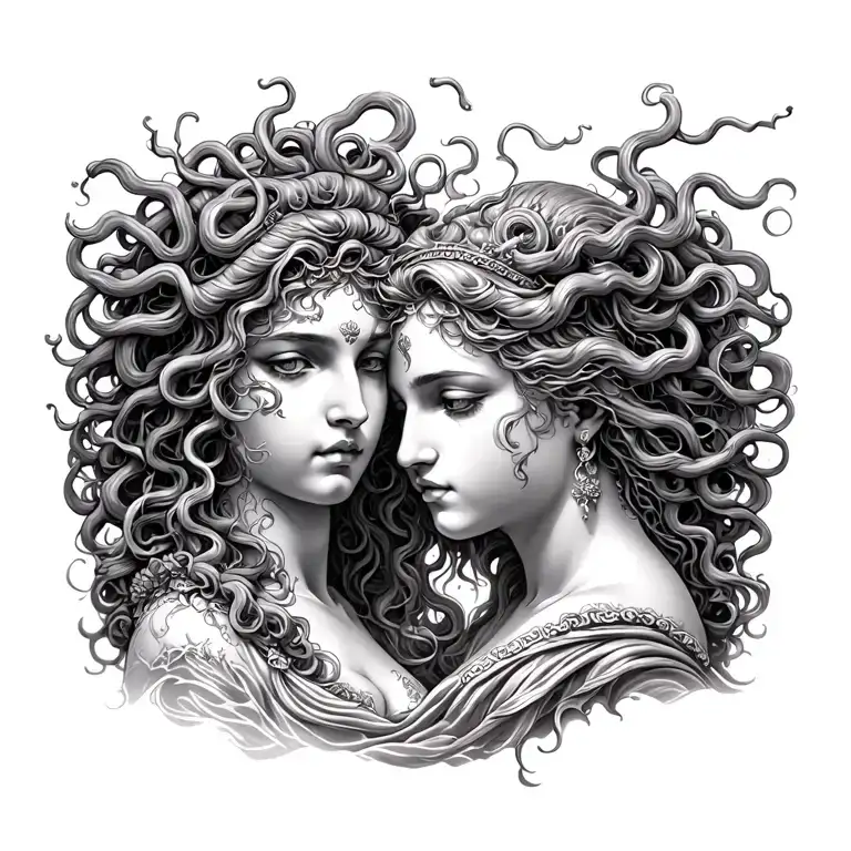 Medusa and Aphrodite tattoo design idea
