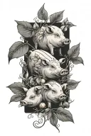 culinary theme sleeve pigs lemone tree blades, produce  tattoo design idea