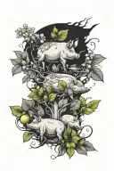 culinary theme sleeve pigs lemone tree blades, produce  tattoo design idea