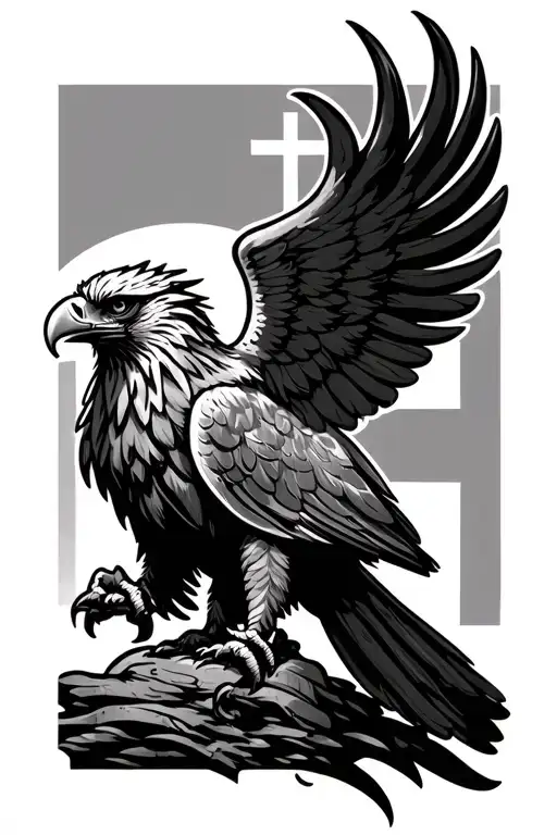 Albanian eagle with cross tattoo design idea