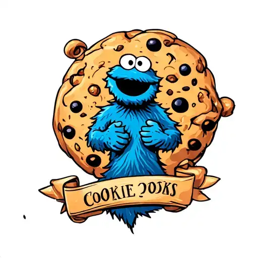 Cookie Monster with an anchor in intertwined within tattoo design idea