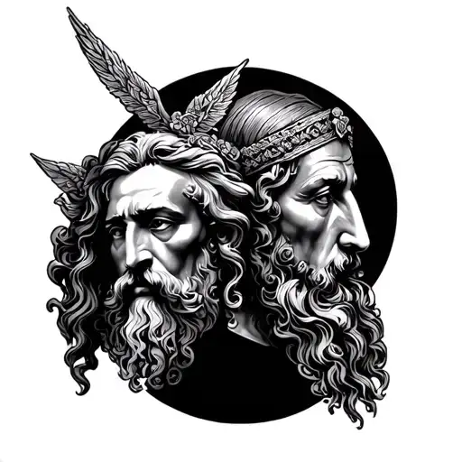 La Frara God ahead a God and a Saint Judas Tadeo tattoo design idea