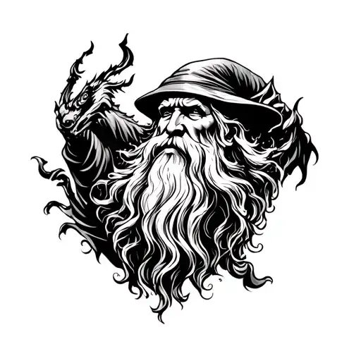 Gandalf facing a balrog tattoo design idea