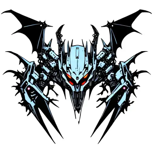 biomechanic bat hanging from a dead autobot prime tattoo design idea