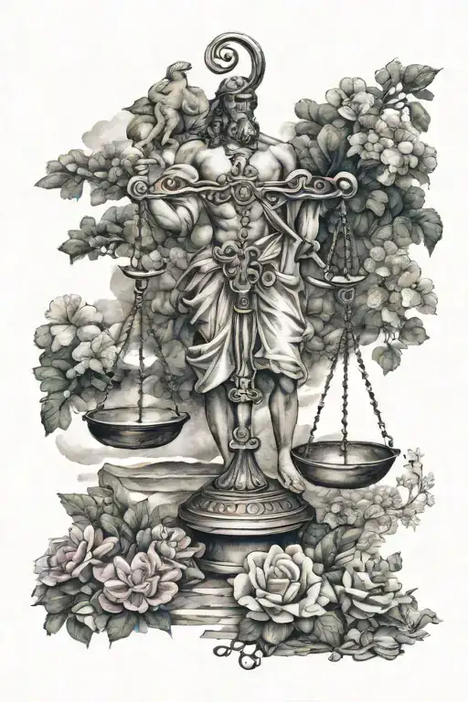 Libra zodiac sign mixed with st jude st Francis tattoo design idea