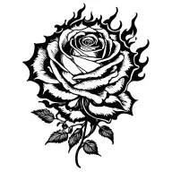 rose and fire tattoo design idea