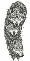 wolf with forest fighting a bear  tattoo design idea