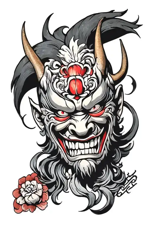Cyberpunk Oni Mask tattoo design idea