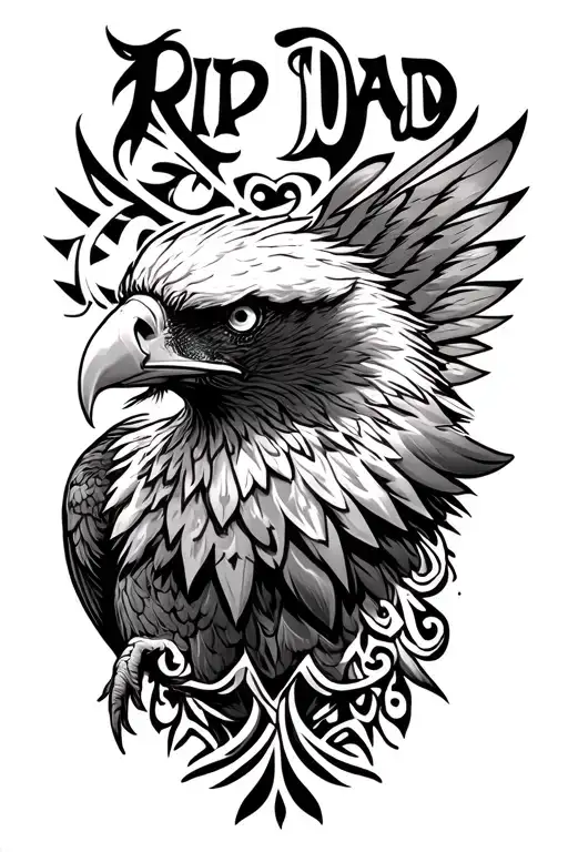 Rip Dad with a tribal eagle tattoo design idea