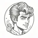 50s lol doll man, grease style tattoo design idea