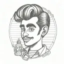 50s lol doll man, grease style tattoo design idea