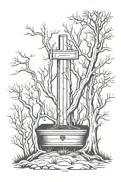 My coffin is still making noise in the forest. He is a tree. He is a tree. he nurses nests tattoo design idea