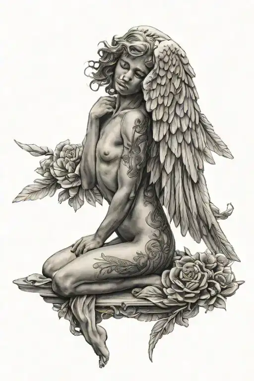 Angel looking tattoo design idea