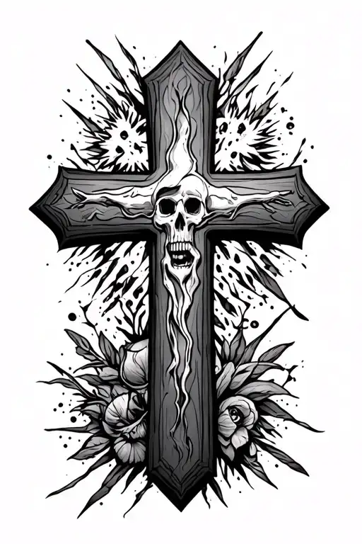cross rip lost family tattoo design idea