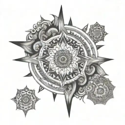 brujula u mandala design incorporating elements tattoo design idea