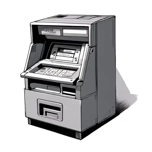 b&w ATM machine old school tattoo design idea