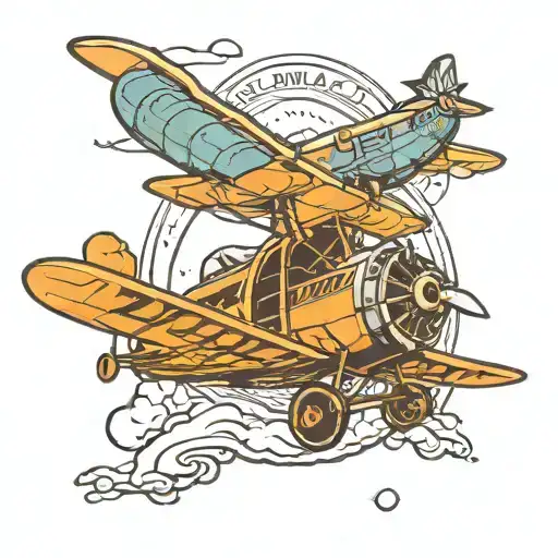 date with aeroplane flying tattoo design idea