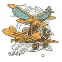 date with aeroplane flying tattoo design idea