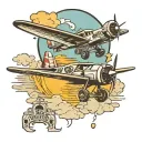 date with aeroplane flying tattoo design idea