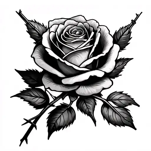 Barbed Wire Rose tattoo design idea