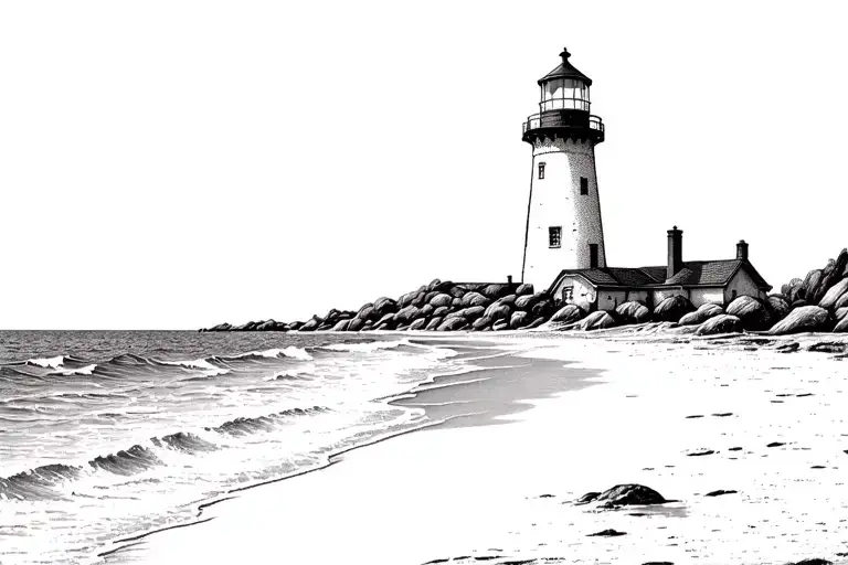 lighthouse on the beach tattoo design idea