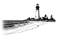 lighthouse on the beach tattoo design idea