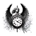 Angel And Clock tattoo design idea
