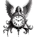 Angel And Clock tattoo design idea