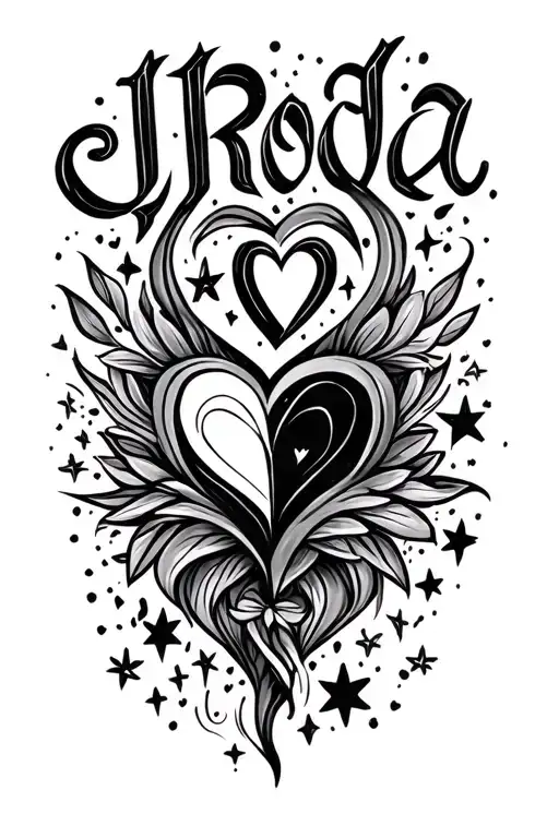 Names Mahlaa Mahkyla Mahthaya Stars Hearts Lines tattoo design idea