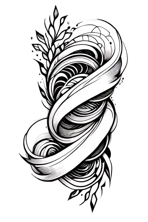 mixed geometric spiralling around arm sleeve for female  tattoo design idea