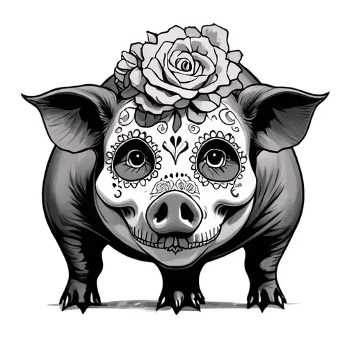 day of the dead pig tattoo design idea