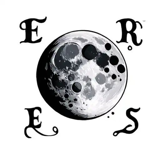 Moon with the name Eris tattoo design idea