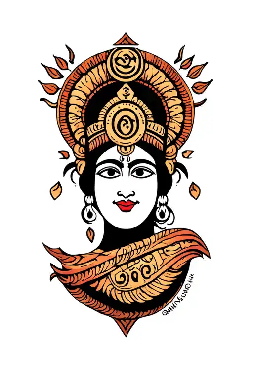 Trishul with Aum and Karma Sabr Moksh tattoo design idea