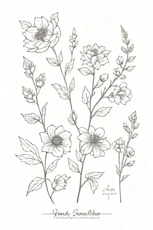 thin spine tattoo featuring the January 12th, March 9th, October 8th and December 5th birth flowers. with leaves  tattoo design idea