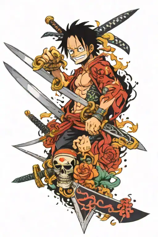 Swords from one piece anime tattoo design idea