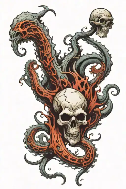Kraken whit skulls tattoo design idea