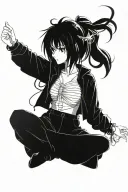 anime woman posing tattoo design idea