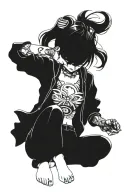 anime woman posing tattoo design idea