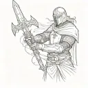 crusader holding sword tattoo design idea