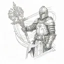 crusader holding sword tattoo design idea
