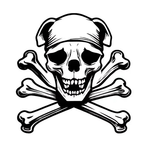 Dog skull pirate jolly roger Canine skull with crossbones, Nautical dog skull tattoo design tattoo design idea
