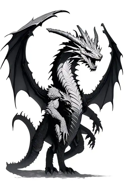 Alduin the dragon from Skyrim with his wings spread out tattoo design idea